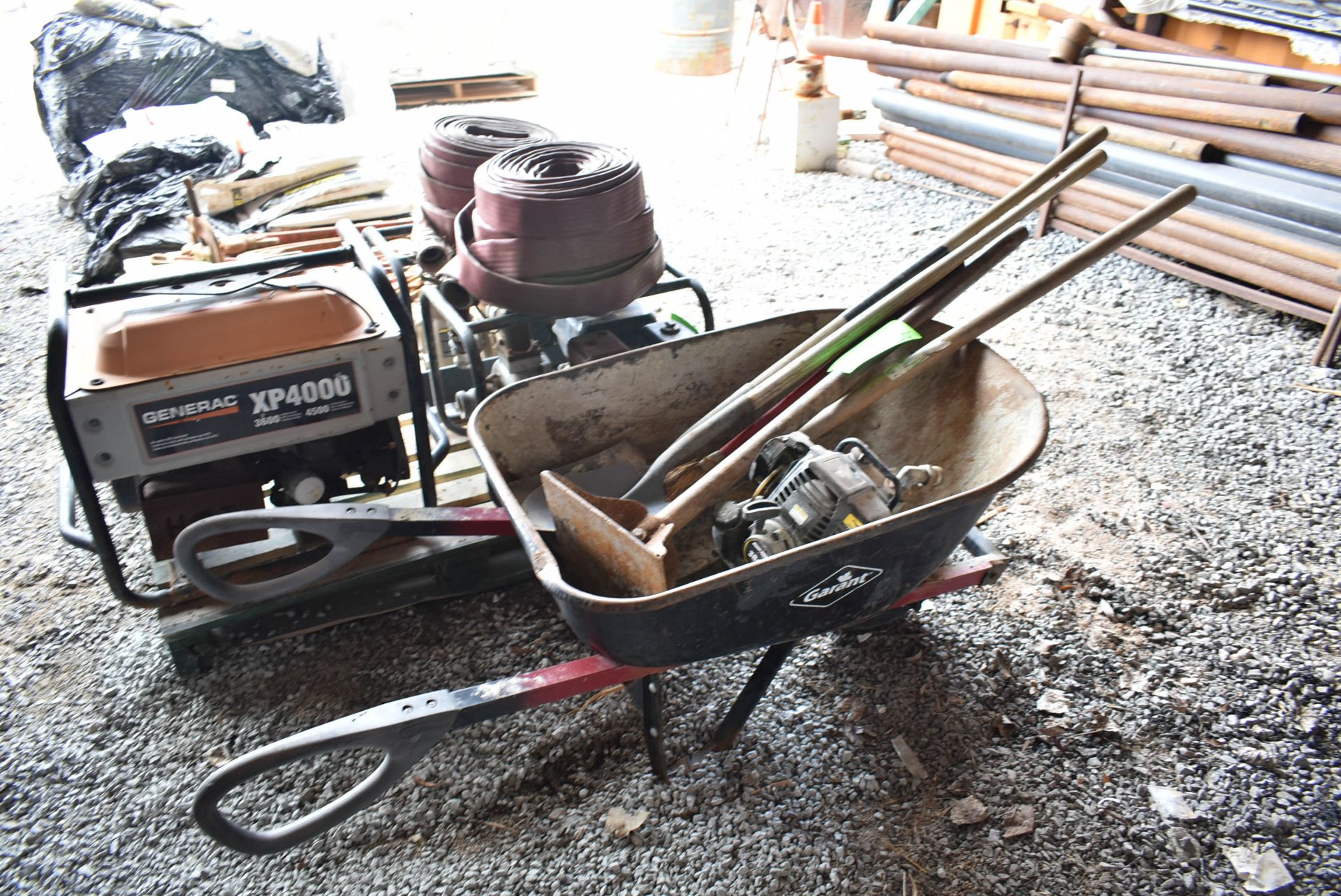 LOT/ WHEEL BARROW WITH LANDSCAPING TOOLS - Image 2 of 2