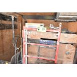 LOT/ REMAINING CONTENTS OF BOX CONSISTING OF SCAFFOLD UPRIGHT, HOSE, EXTENSION CORDS, MICROWAVE,