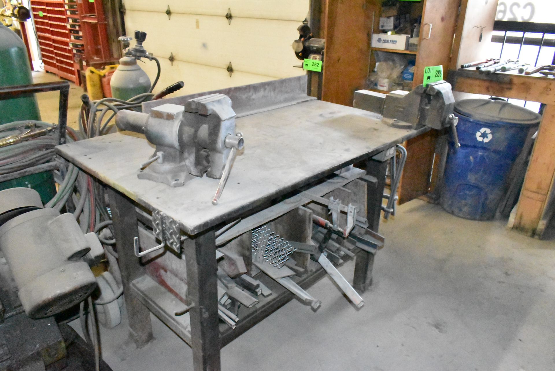 LOT/ WELDING TABLE WITH (2) BENCH VISES - Image 2 of 2