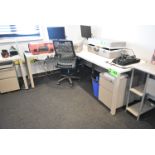 LOT/ BALANCE OF ROOM CONSISTING OF DESKS, FILING CABINETS & OFFICE CHAIRS (COMPUTERS & HANDSETS