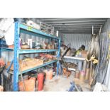 LOT/ CONTENTS OF CONTAINER CONSISTING OF CORE DRILLS, CONCRETE DRILL STANDS, PARTS & FIXTURES