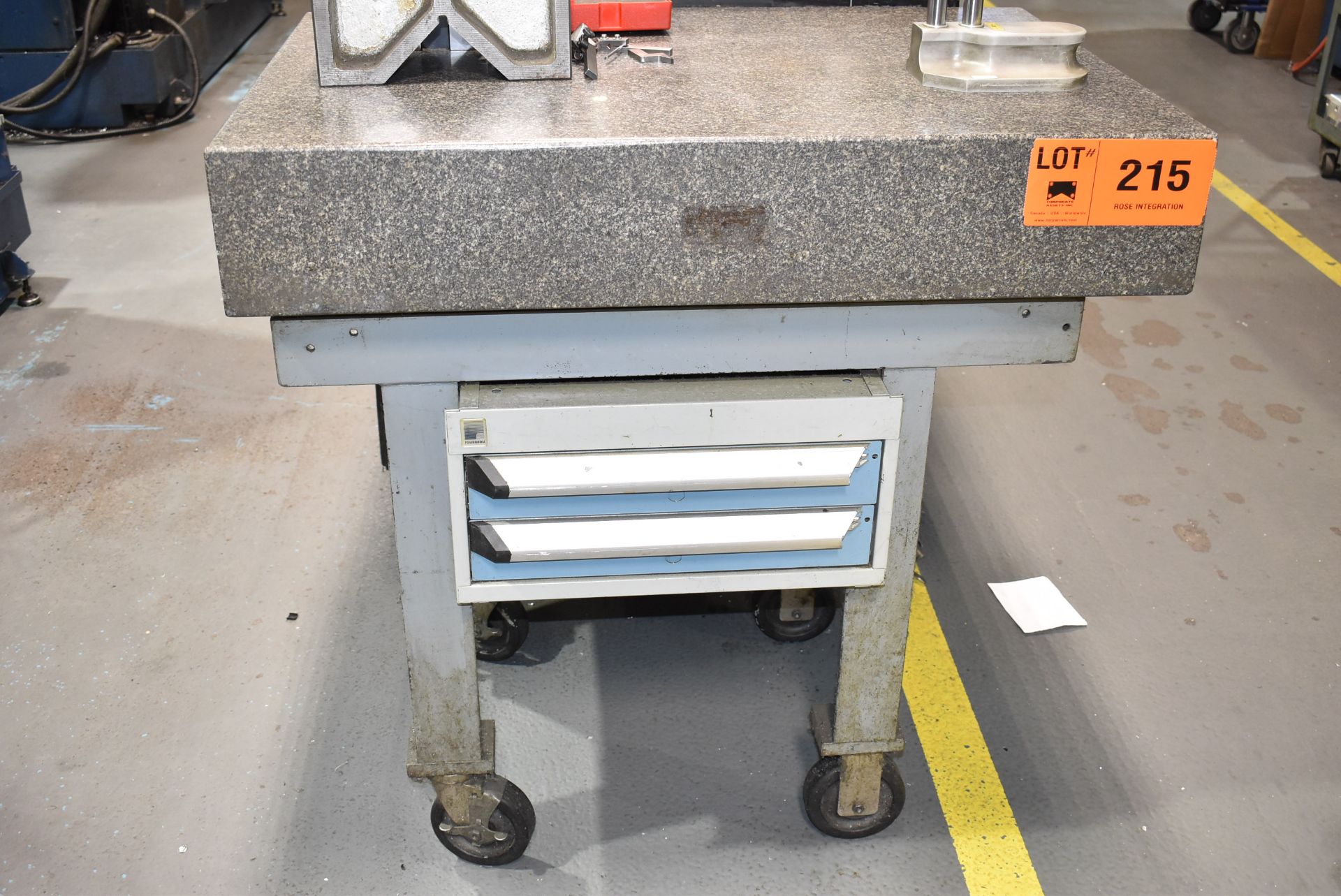MFG UNKNOWN 24" X 36" X 6" GRANITE SURFACE PLATE WITH ROLLING STAND, S/N N/A