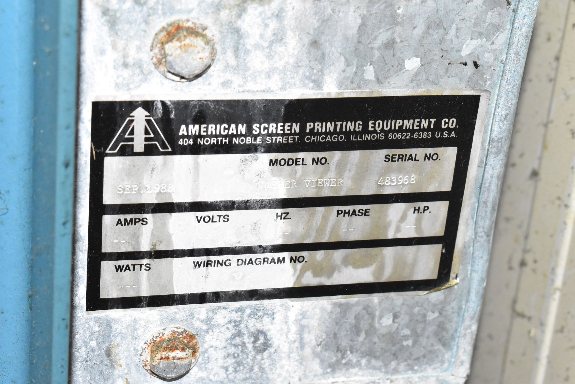 AMERICAN SCREEN PRINTING EQUIPMENT PHOTOSONIC WASHER-VIEWER, S/N 483968 (CI) [RIGGING FEE FOR LOT # - Image 4 of 5
