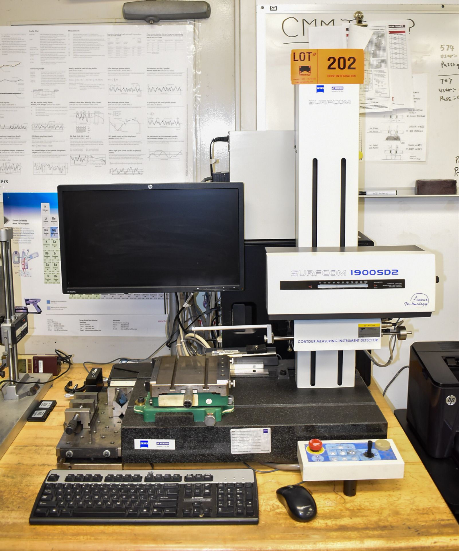 ZEISS SURFCOM 1900SD2 CNC CONTOUR AND SURFACE MEASURING SYSTEM WITH WINDOWS PC BASED CONTROL AND