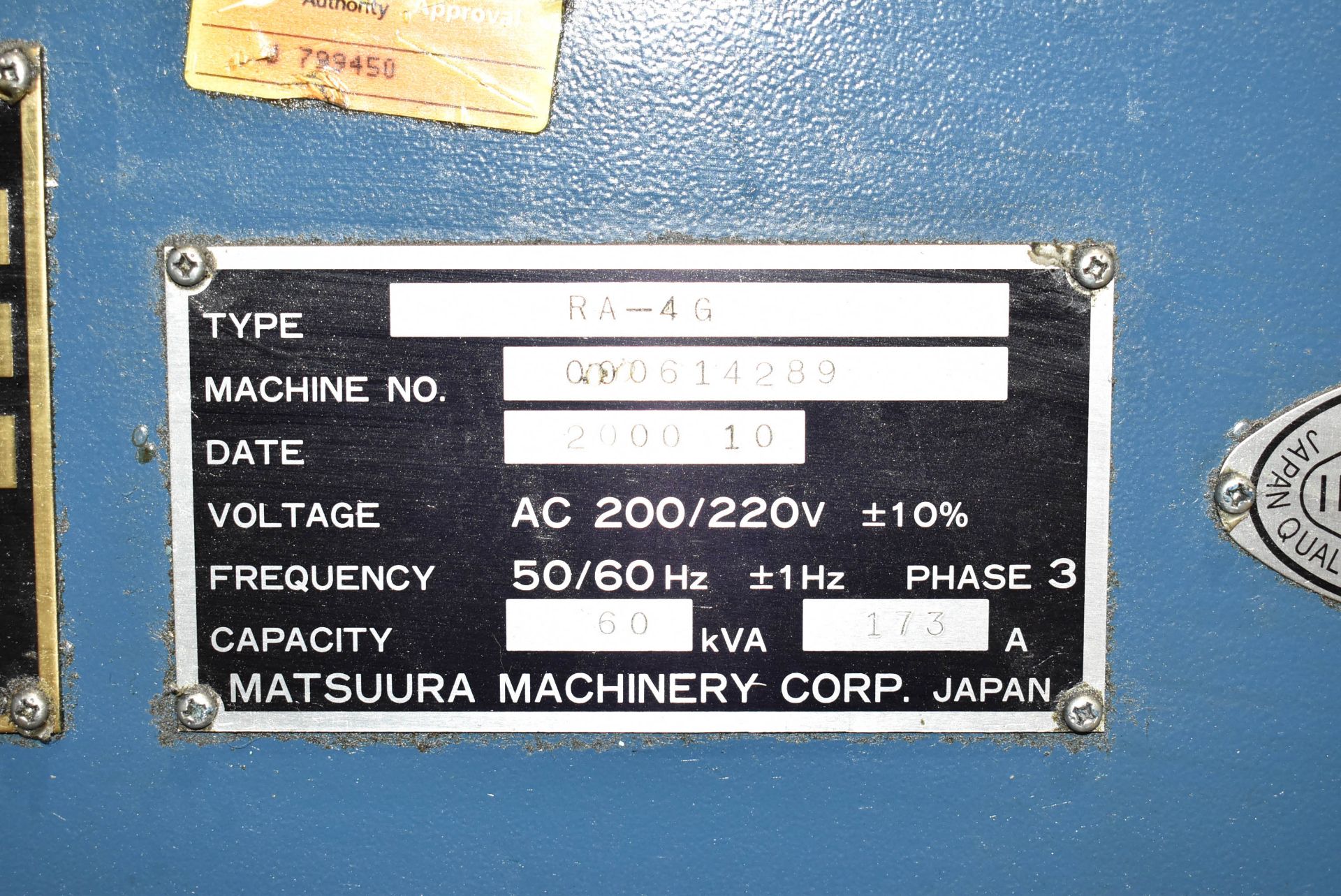 MATSUURA (2000) RA-4G TWIN-PALLET HIGH-SPEED CNC VERTICAL MACHINING CENTER WITH YASNAC CNC - Image 12 of 12