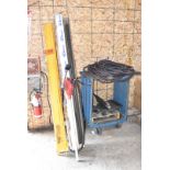 LOT/ FORK EXTENSIONS, BARREL PUMP & ROLLING TOOL HOLDER CART