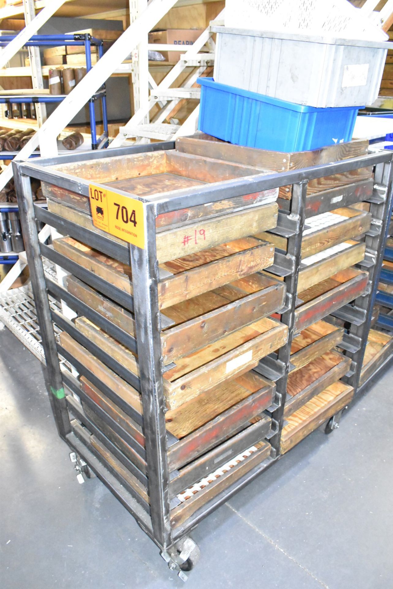 LOT/ ROLLING CARTS WITH WOOD TRAYS - Image 2 of 5