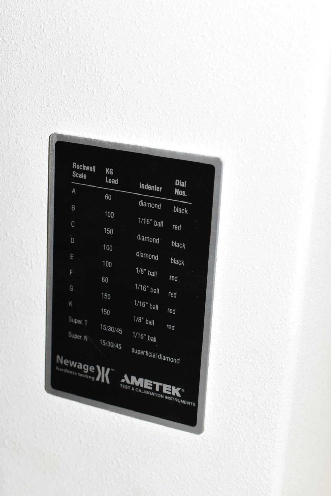 NEWAGE ME-2RDS ROCKWELL HARDNESS TESTING SYSTEM WITH AMETEK CONTROL, 115V/1PH/50-60HZ, S/N 4539 [ - Image 5 of 7