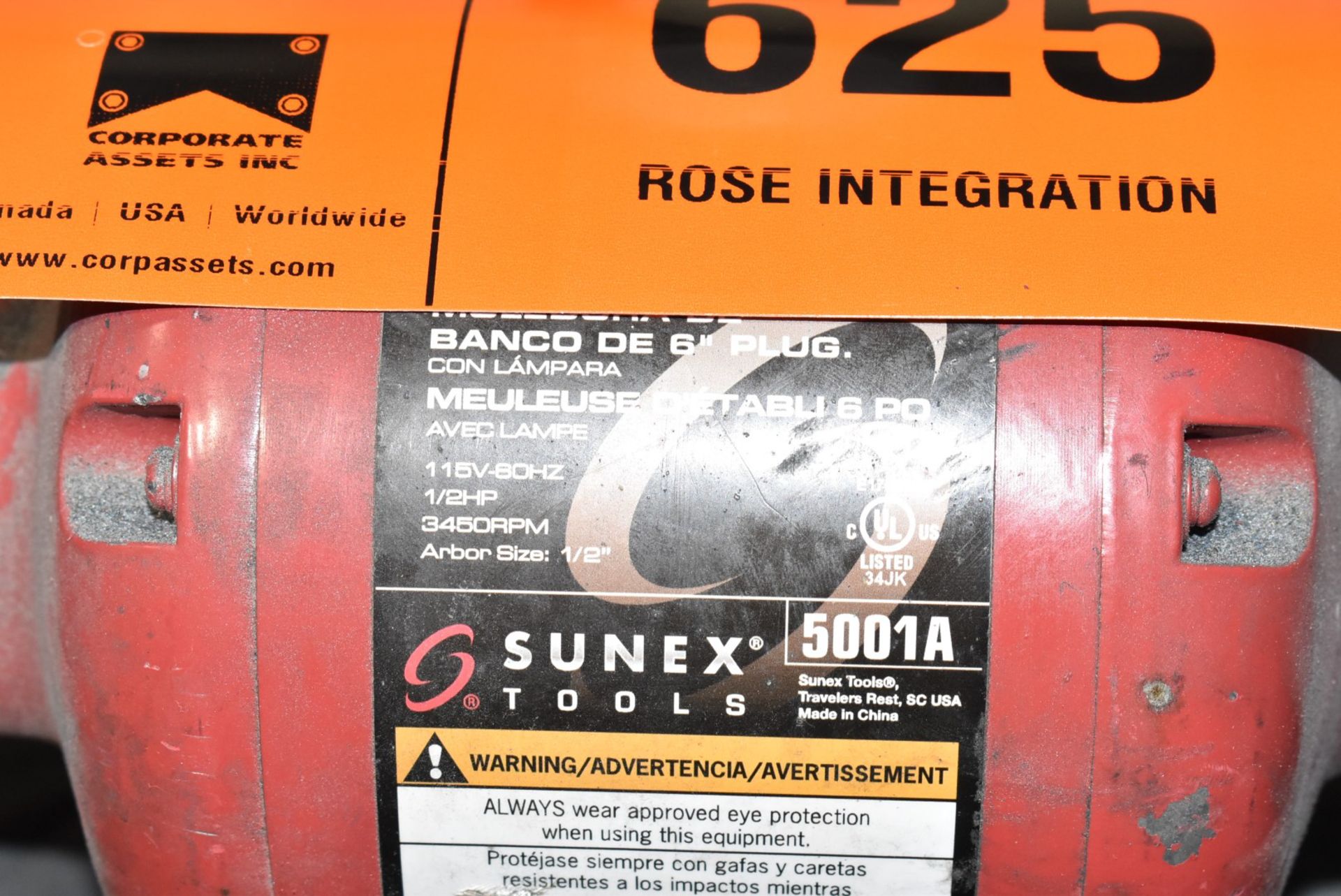 SUNNEX 6" DOUBLE END GRINDER, S/N N/A - Image 2 of 2