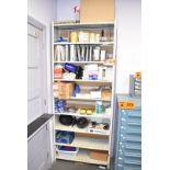 LOT/ STORAGE CABINET WITH CONTENTS CONSISTING OF ABRASIVES, PPE & PACKAGING SUPPLIES