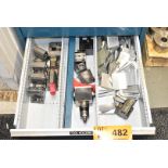 LOT/ CONTENTS OF DRAWER CONSISTING OF LIVE & STATIONARY TURNING TOOL HOLDERS