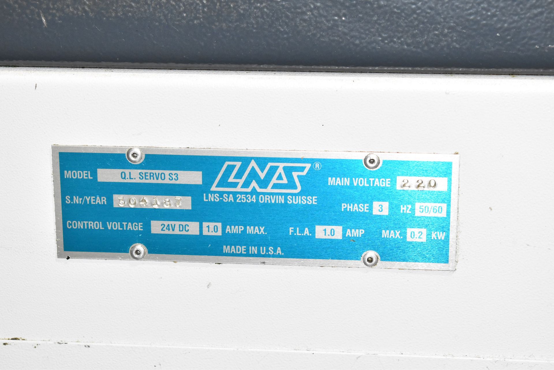 LNS Q.L. SERVO S3 BAR FEEDER, 220V/3PH/50-60HZ, S/N 304187 (CI) - Image 3 of 4