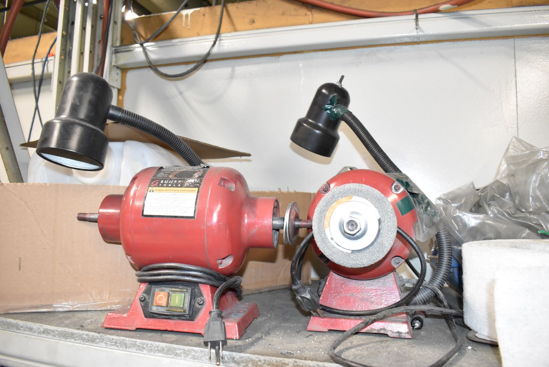 LOT/ STEEL SHELVES WITH CONTENTS CONSISTING OF GRINDERS, DEBURRING, POLISHING & CLEANING SUPPLIES - Image 3 of 6