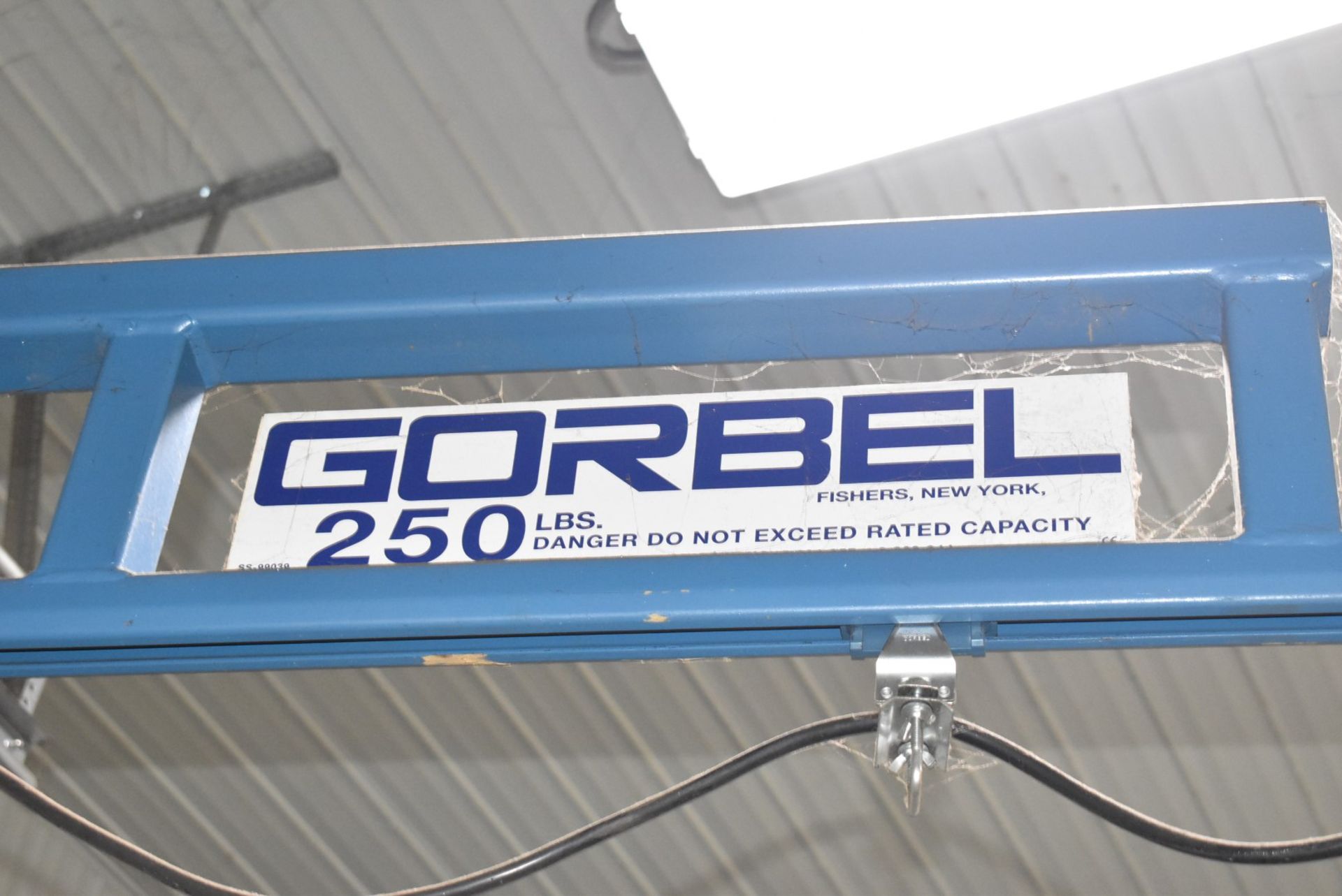 GORBEL FREESTANDING JIB CRANE WITH 250 LB CAPACITY, CM SHOPSTAR ELECTRIC HOIST, 112" ARM, 112" - Image 2 of 6