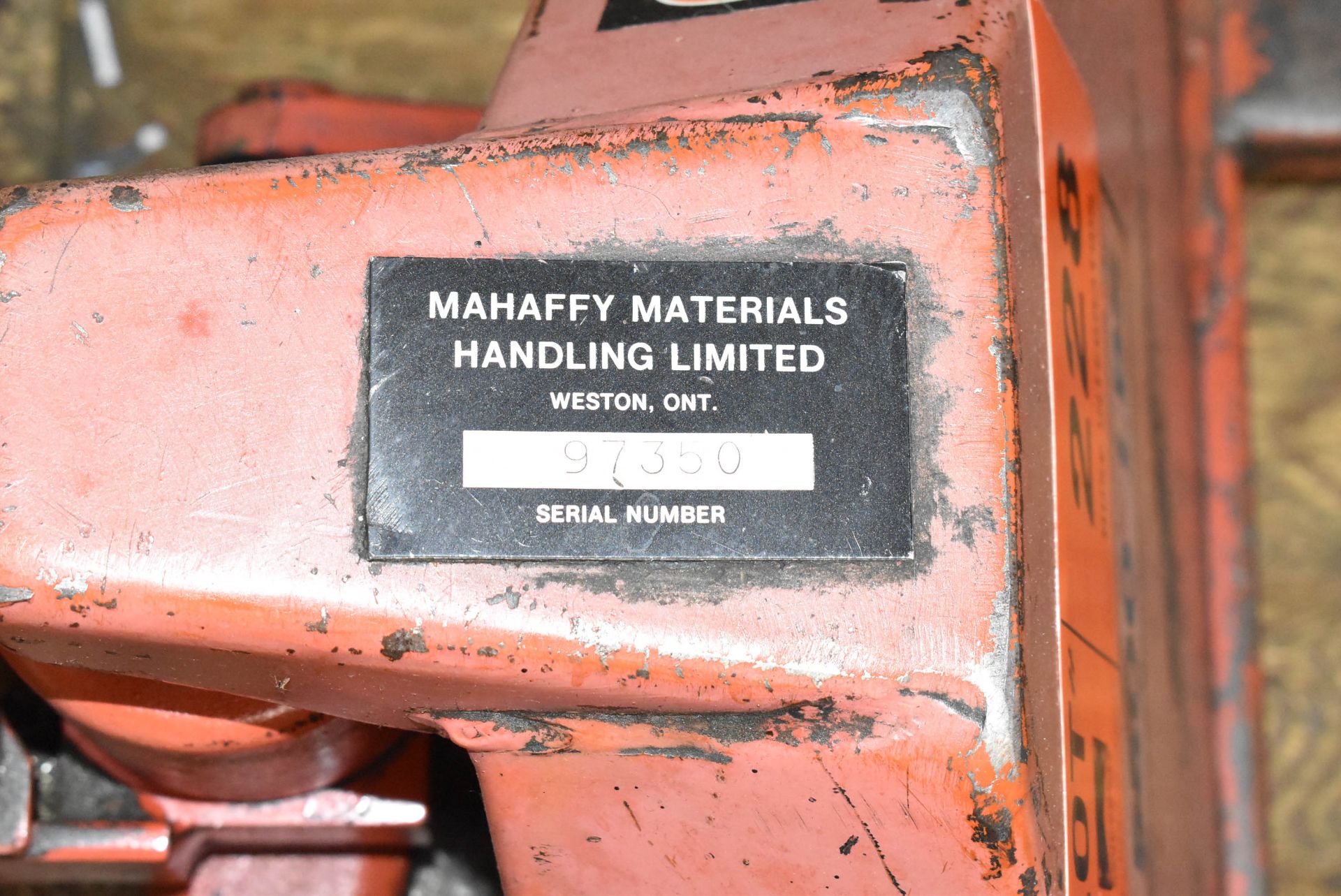MAHAFFY MATERIALS HANDLING PALLET WRANGLER 90 HYDRAULIC PALLET JACK WITH 5,500 LB CAPACITY, S/N - Image 4 of 4