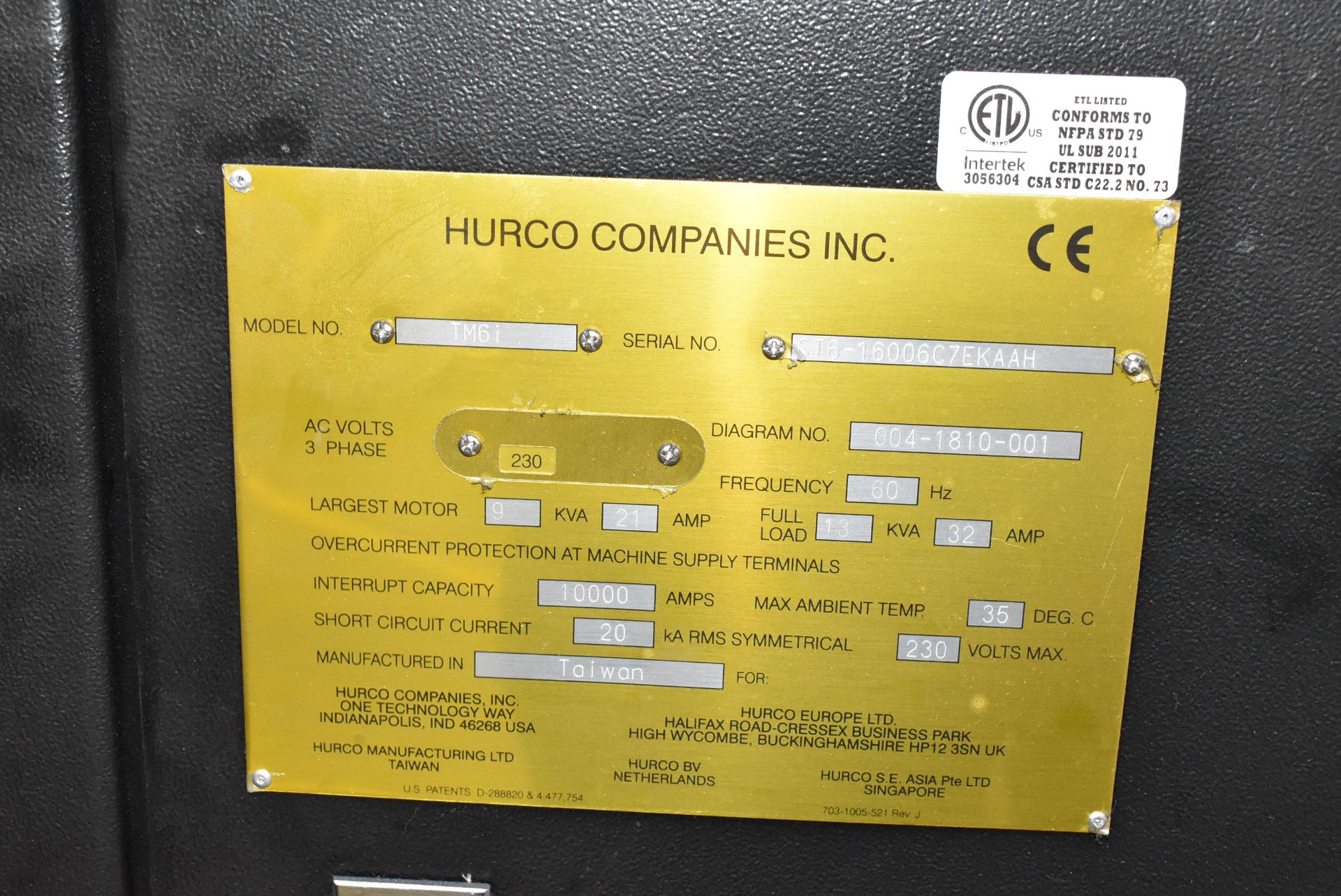 HURCO (INSTALLED NEW IN 2018) TM6I CNC TURNING CENTER WITH HURCO CNC CONTROL, 9" HYDRAULIC CHUCK, - Image 12 of 13