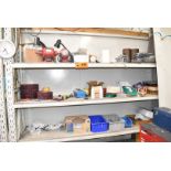 LOT/ STEEL SHELVES WITH CONTENTS CONSISTING OF GRINDERS, DEBURRING, POLISHING & CLEANING SUPPLIES