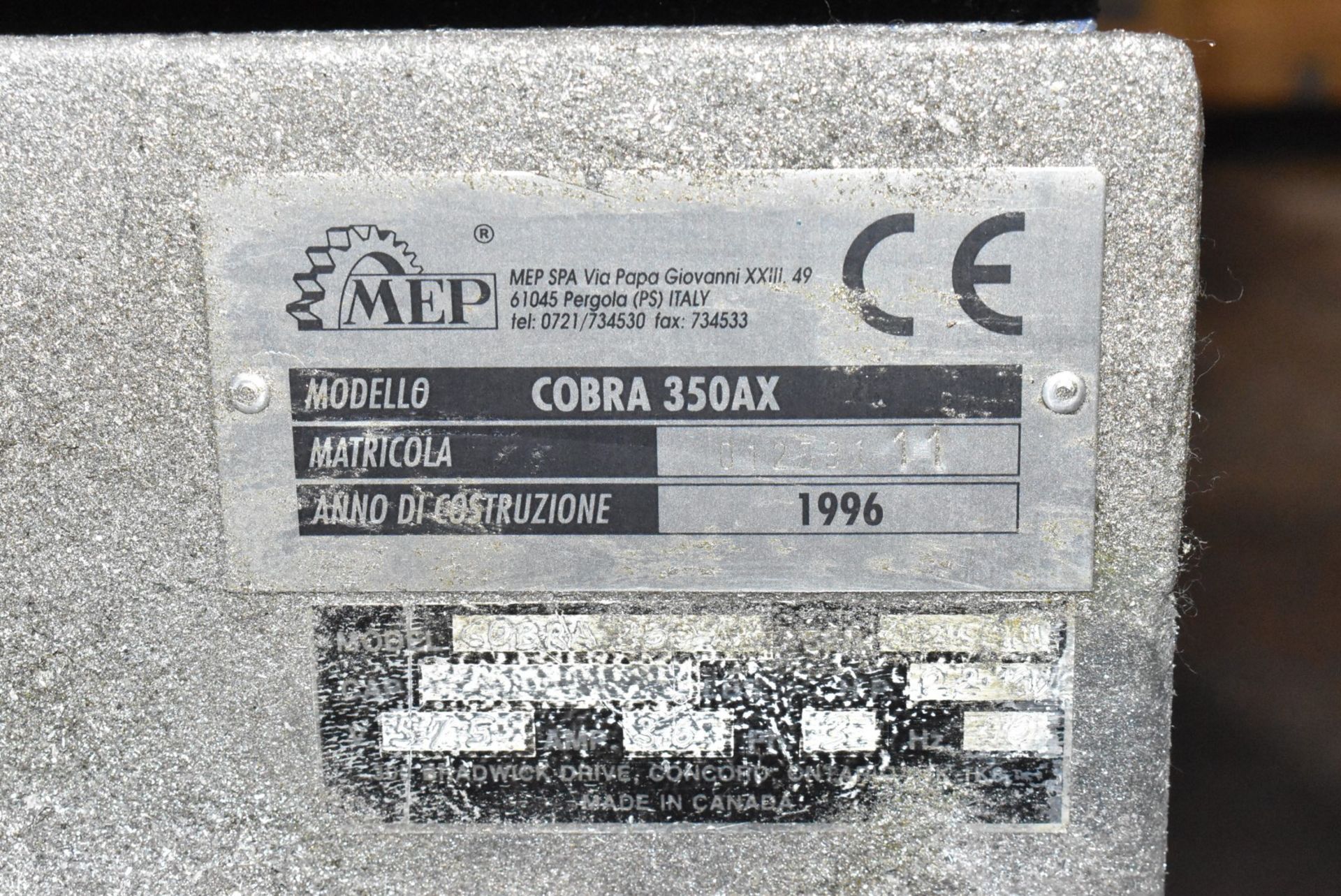MEP COBRA 350AX AUTOMATIC ABRASIVE CUT OFF SAW, S/N 01953111 (CI) - Image 6 of 6