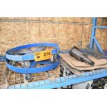 LOT/ REMAINING CONTENTS OF RACKING CONSISTING OF (2) BARREL DOLLIES, (2) CHILLERS, SPARE SPINDLE