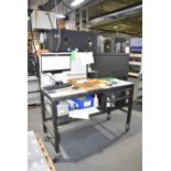 LOT/ ROLLING SHOP TABLE WITH LENOVO THINKCENTRE COMPUTER