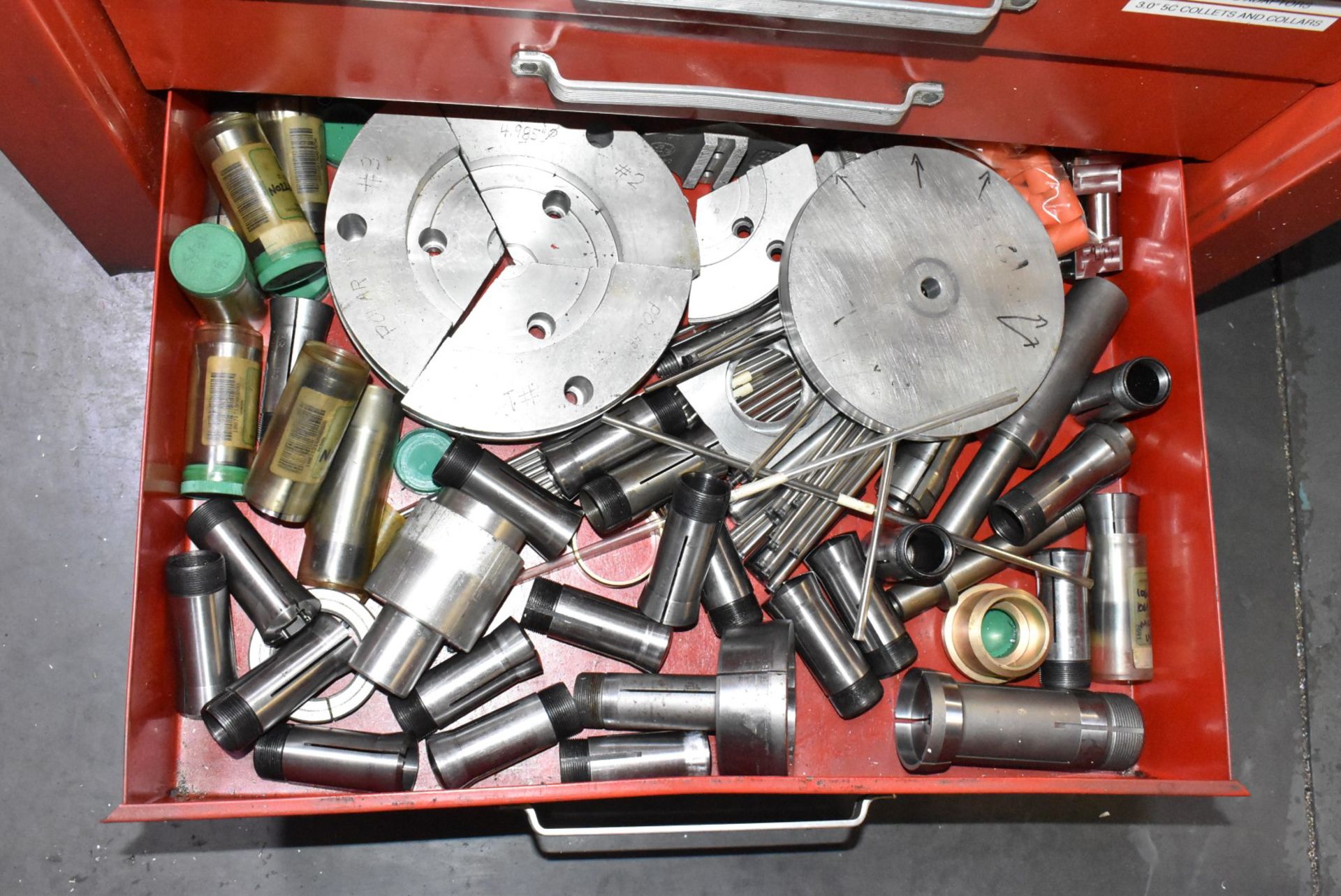 LOT/ ROLLING TOOLBOX WITH COLLETS, DIES, HANDLES & ACCESSORIES - Image 7 of 7