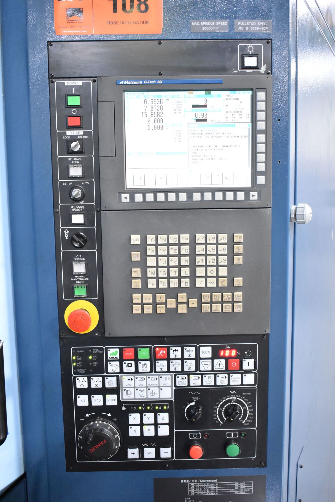 MATSUURA (2010) MAM72-35V MAXIA MULTI-PALLET FULL 5-AXIS HIGH-SPEED CNC VERTICAL MACHINING CELL WITH - Image 6 of 18