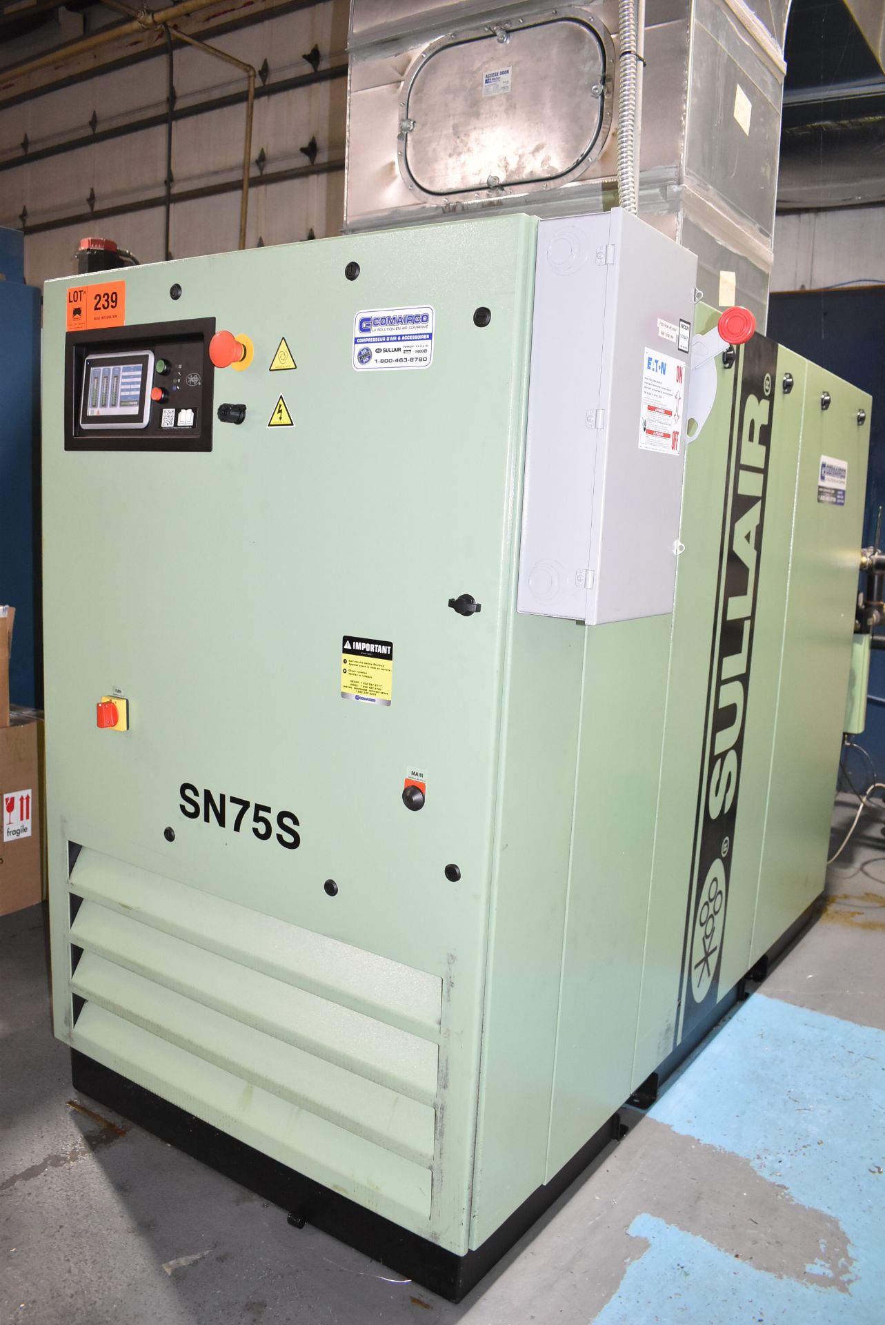 SULLAIR (2021) SN5509S 75 AC 93 HP AIR COMPRESSOR WITH 125-135 PSI OPERATING PRESSURE, 1,780 RPM, - Image 2 of 6