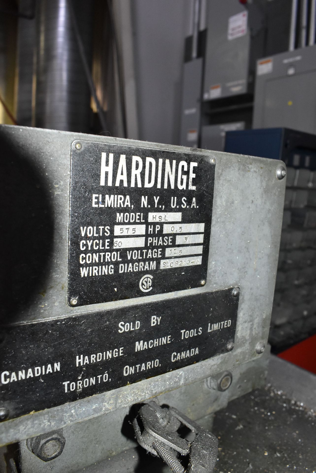 HARDINGE HSL SPEED LATHE WITH 5C COLLET CHUCK, 1/2 HP MOTOR, SPEEDS TO 3,000 RPM, 575V/3PH/60HZ, S/N - Image 10 of 10