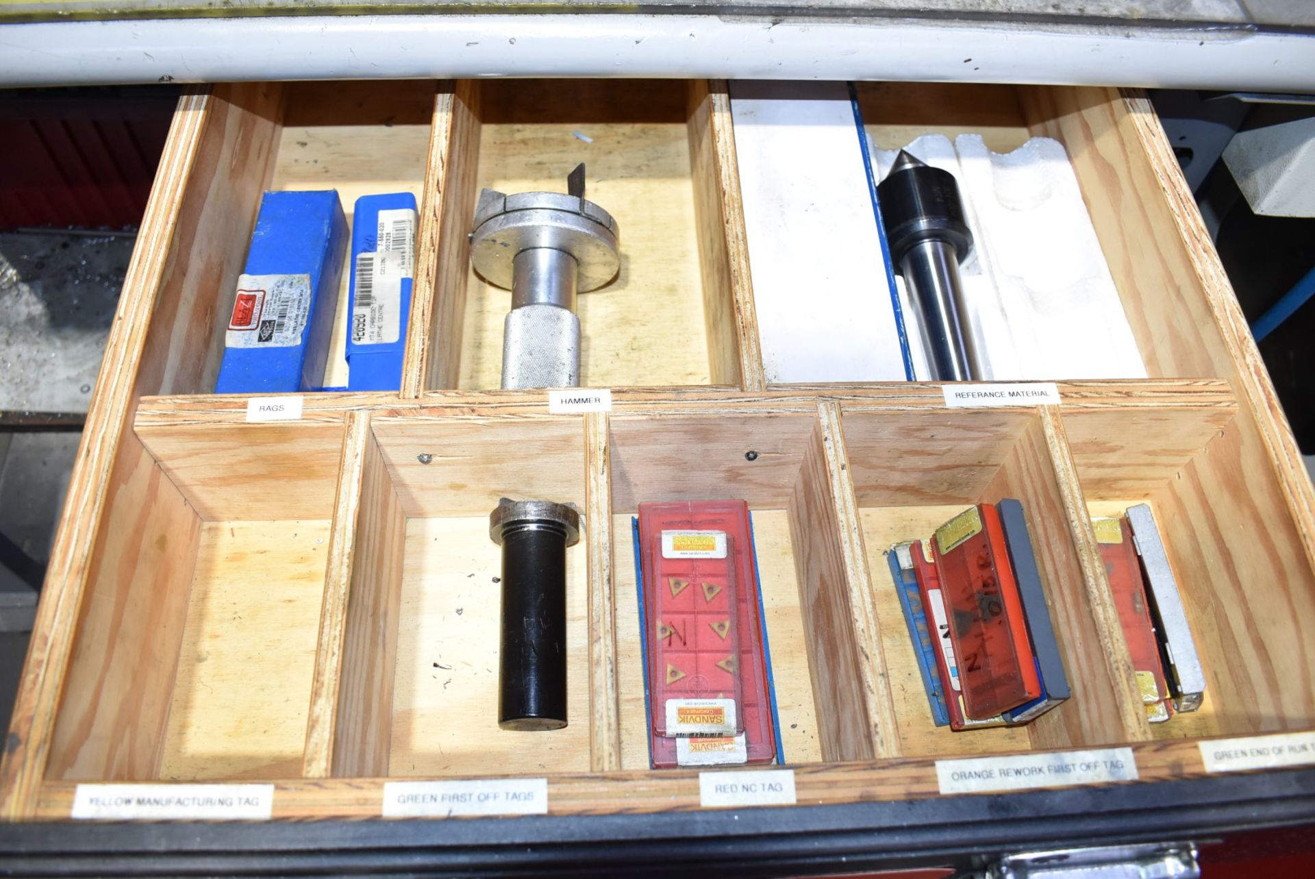 LOT/ ROLLING SHOP TABLE WITH CENTERS, TOOLING & ACCESSORIES - Image 2 of 3
