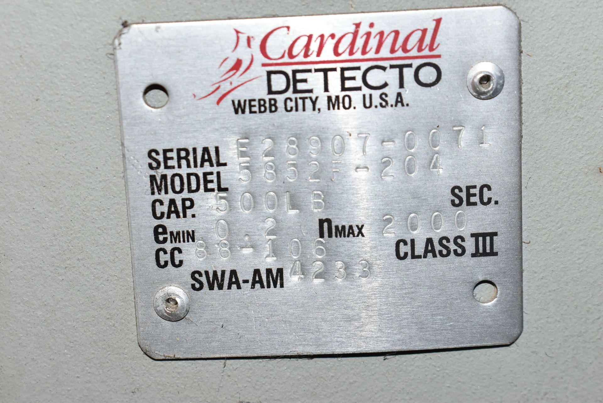 CARDINAL DETECTO 1000LBS CAPACITY SCALE WITH DIGITAL READOUT - Image 4 of 4