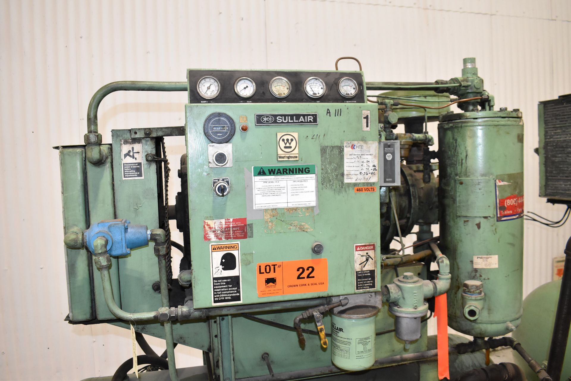 SULLAIR 10B-30 30HP ROTARY SCREW TANK MOUNTED COMPRESSOR, 405HRS ON METER, S/N 003-60410 - Image 2 of 7