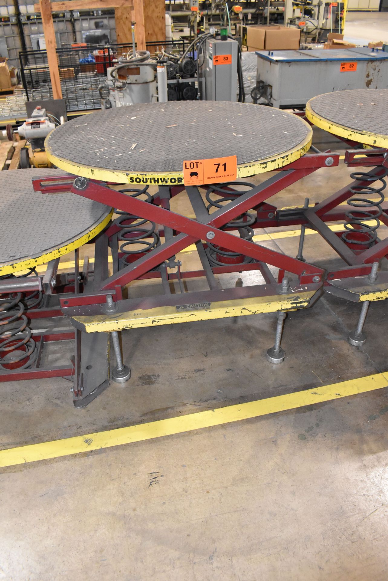 SOUTHWORTH 43.5" SPRING LOADED ROTARY PALLET PLATFORM TABLE, S/N N/A
