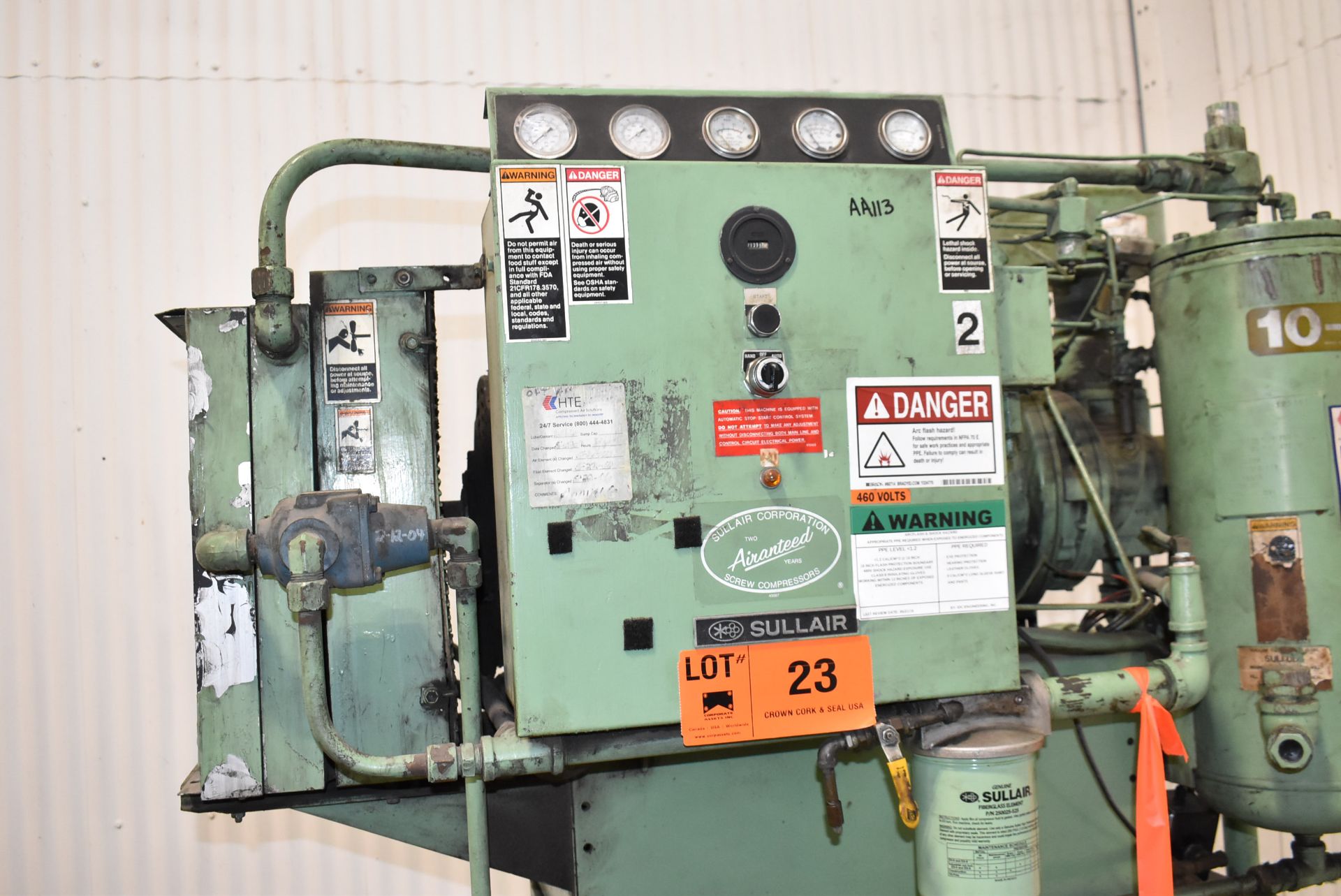 SULLAIR 10-40 ACAC 40HP ROTARY SCREW COMPRESSOR WITH 71395HRS ON METER, S/N 003-79397 - Image 3 of 6