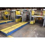 GOULDCO PALLITIZING SYSTEM WITH 48"X204" CAN LOADING BELT CONVEYOR, 48"X56" PNEUMATIC CAN SWEEP,