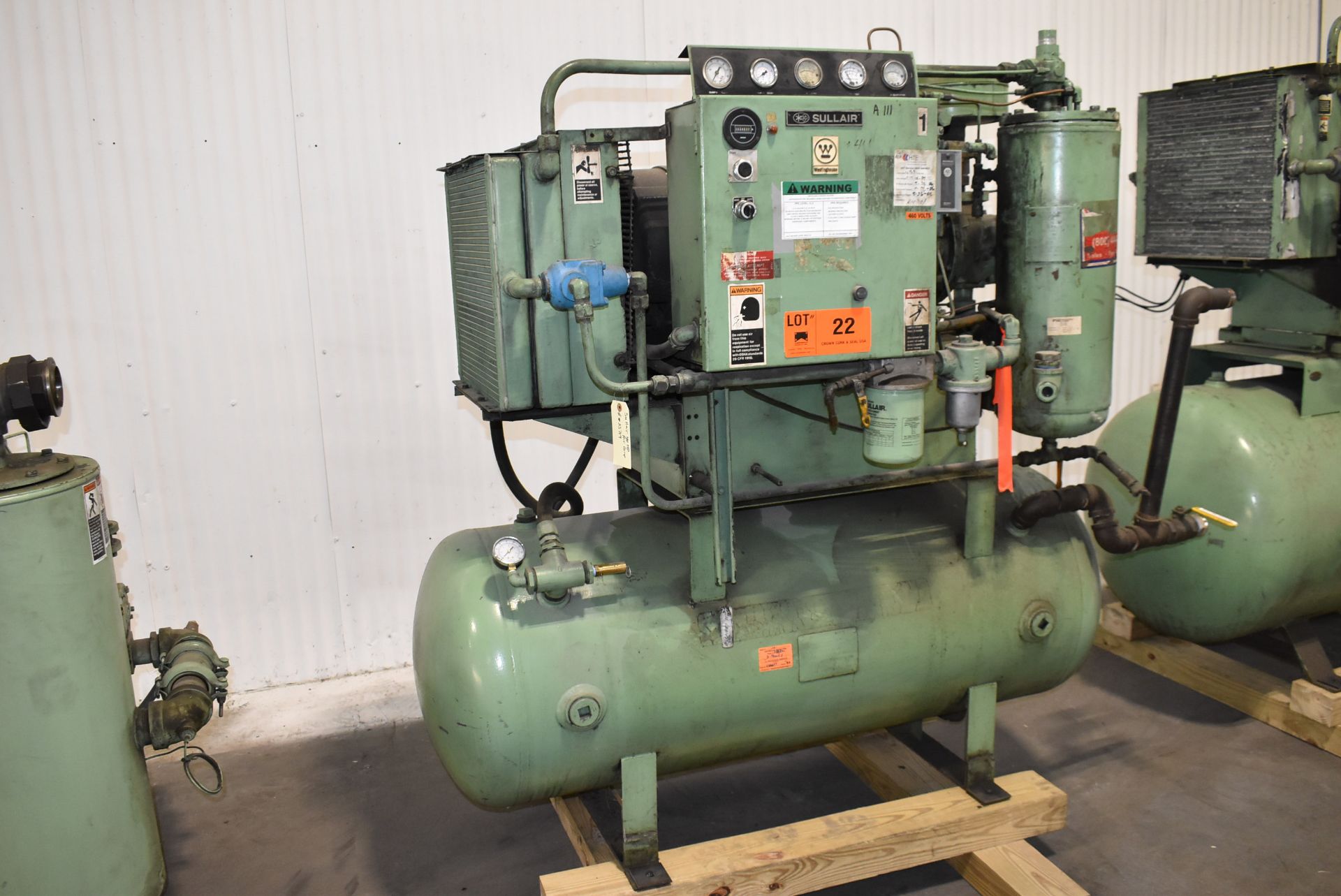 SULLAIR 10B-30 30HP ROTARY SCREW TANK MOUNTED COMPRESSOR, 405HRS ON METER, S/N 003-60410