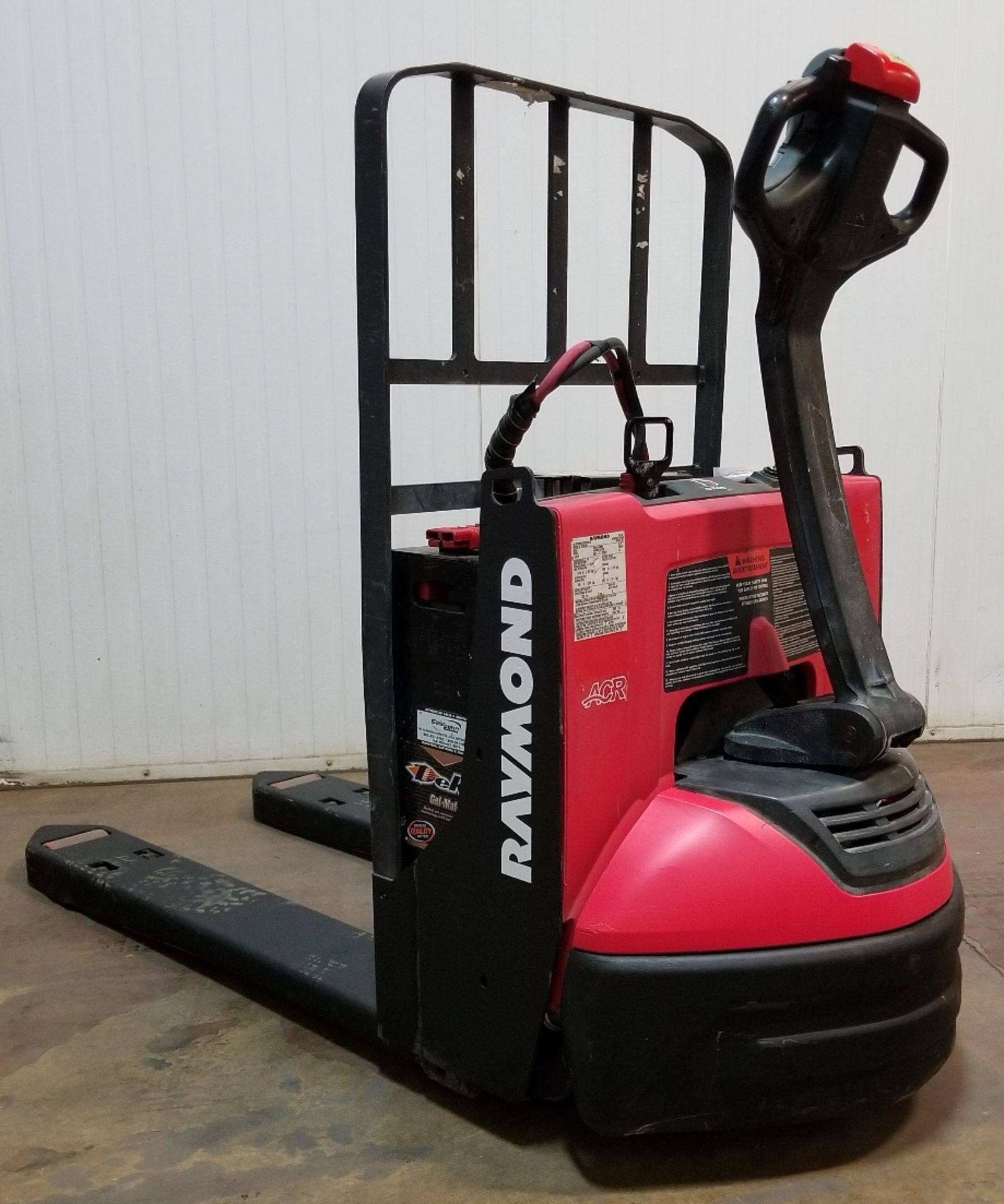 RAYMOND (2017) 8210 4,500 LB. CAPACITY 24V ELECTRIC WALK-BEHIND PALLET TRUCK WITH 120V PLUG-IN