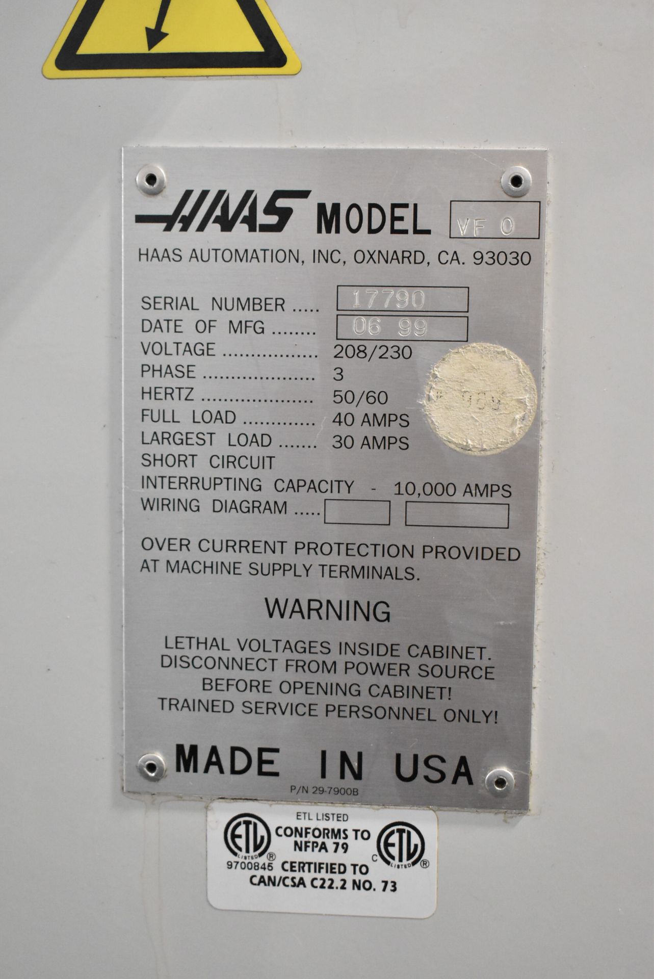 HAAS VF-0 CNC VERTICAL MACHINING CENTER WITH HAAS CNC CONTROL, 14" X 26" TABLE, TRAVELS: X - 20"; - Image 16 of 16