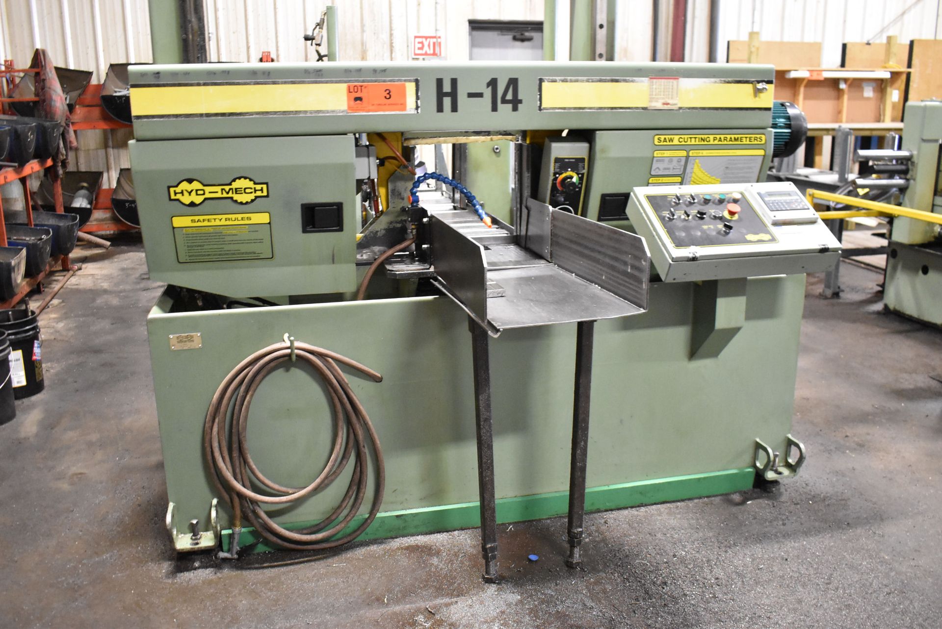 HYD-MECH H-14 DUAL POST AUTOMATIC HORIZONTAL BAND SAW WITH 14"X14" MAX. CAPACITY, HYDRAULIC VISE, - Image 2 of 11