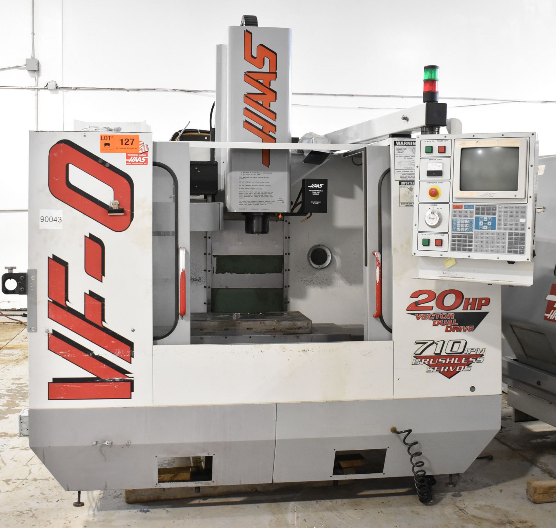 HAAS VF-0 CNC VERTICAL MACHINING CENTER WITH HAAS CNC CONTROL, 14" X 26" TABLE, TRAVELS: X - 20";