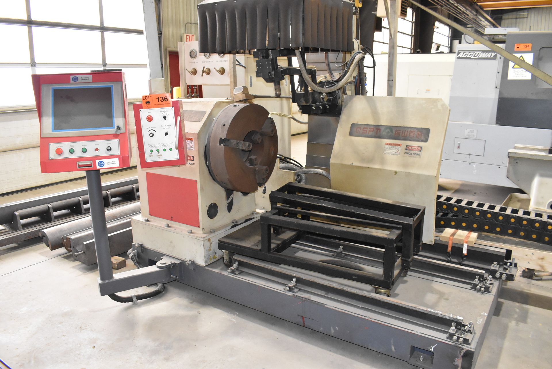 QSPR (2015) CNCPCR-42A CNC PIPE PROFILE PLASMA CUTTING MACHINE WITH 24" MAX. WORKPIECE DIAMETER, 20'