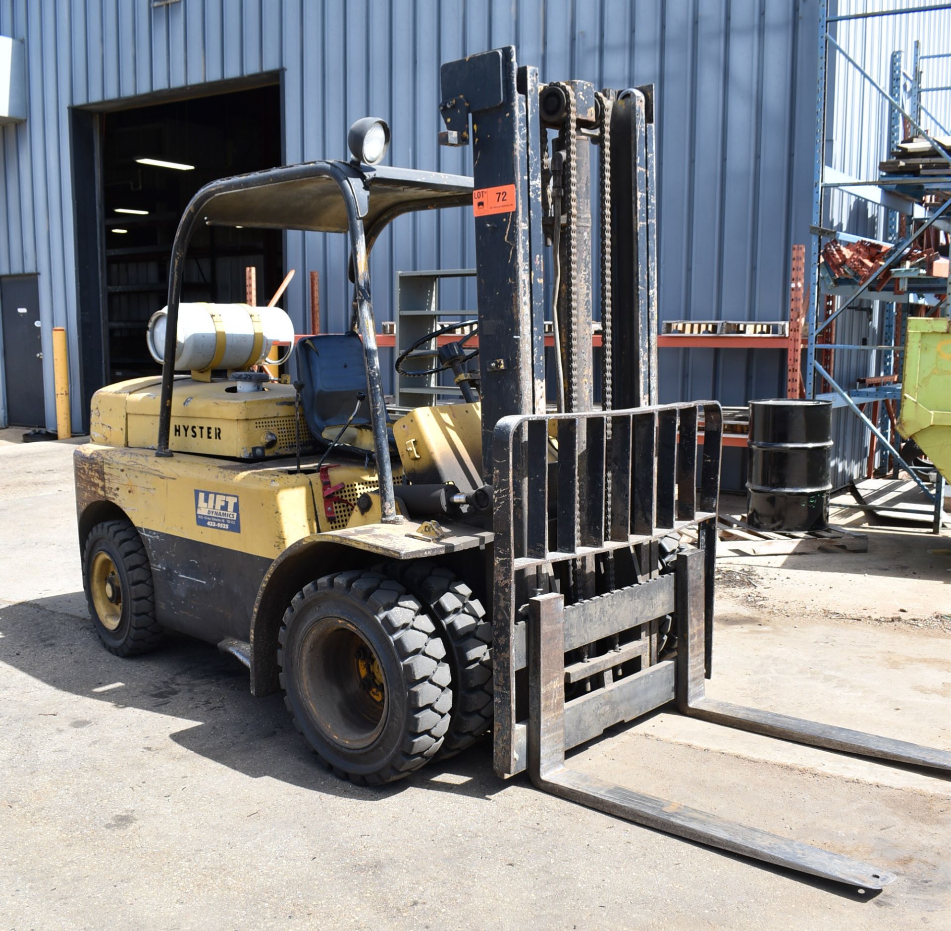 HYSTER H80C 8,000 LB. CAPACITY LPG FORKLIFT WITH 2-STAGE MAST, CUSHION TIRES, 4,798 HOURS (