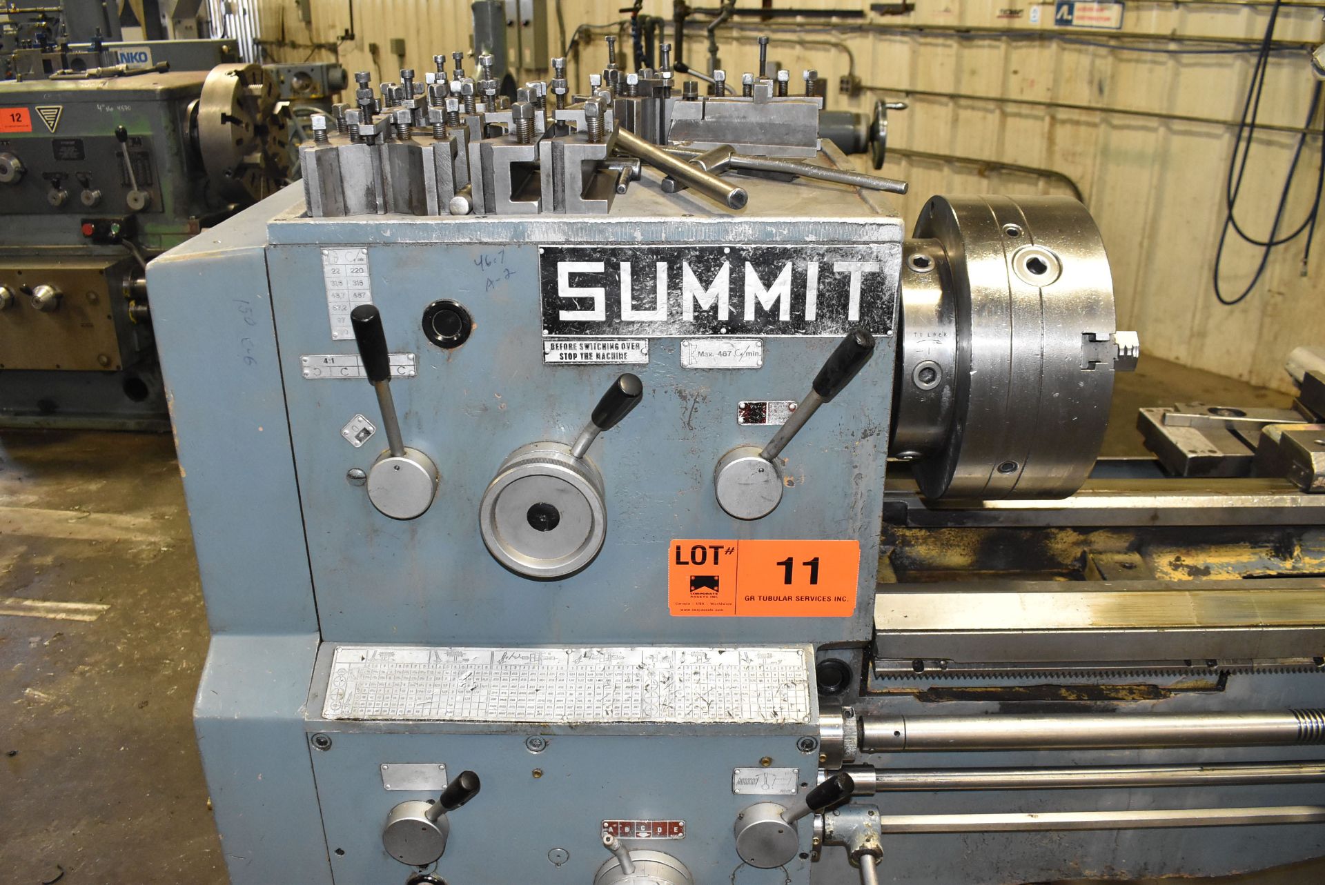 SUMMIT GAP BED ENGINE LATHE WITH 20" SWING OVER BED, 28" SWING IN GAP, 88" DISTANCE BETWEEN CENTERS, - Image 4 of 10