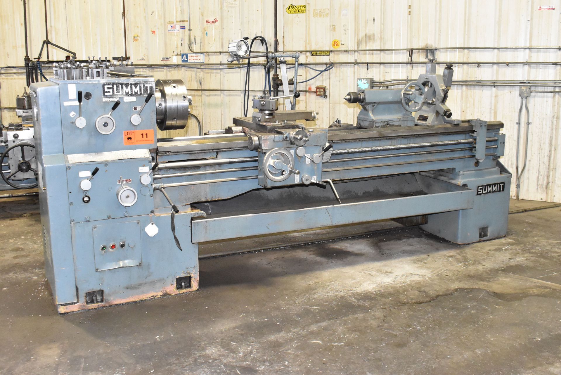 SUMMIT GAP BED ENGINE LATHE WITH 20" SWING OVER BED, 28" SWING IN GAP, 88" DISTANCE BETWEEN CENTERS,