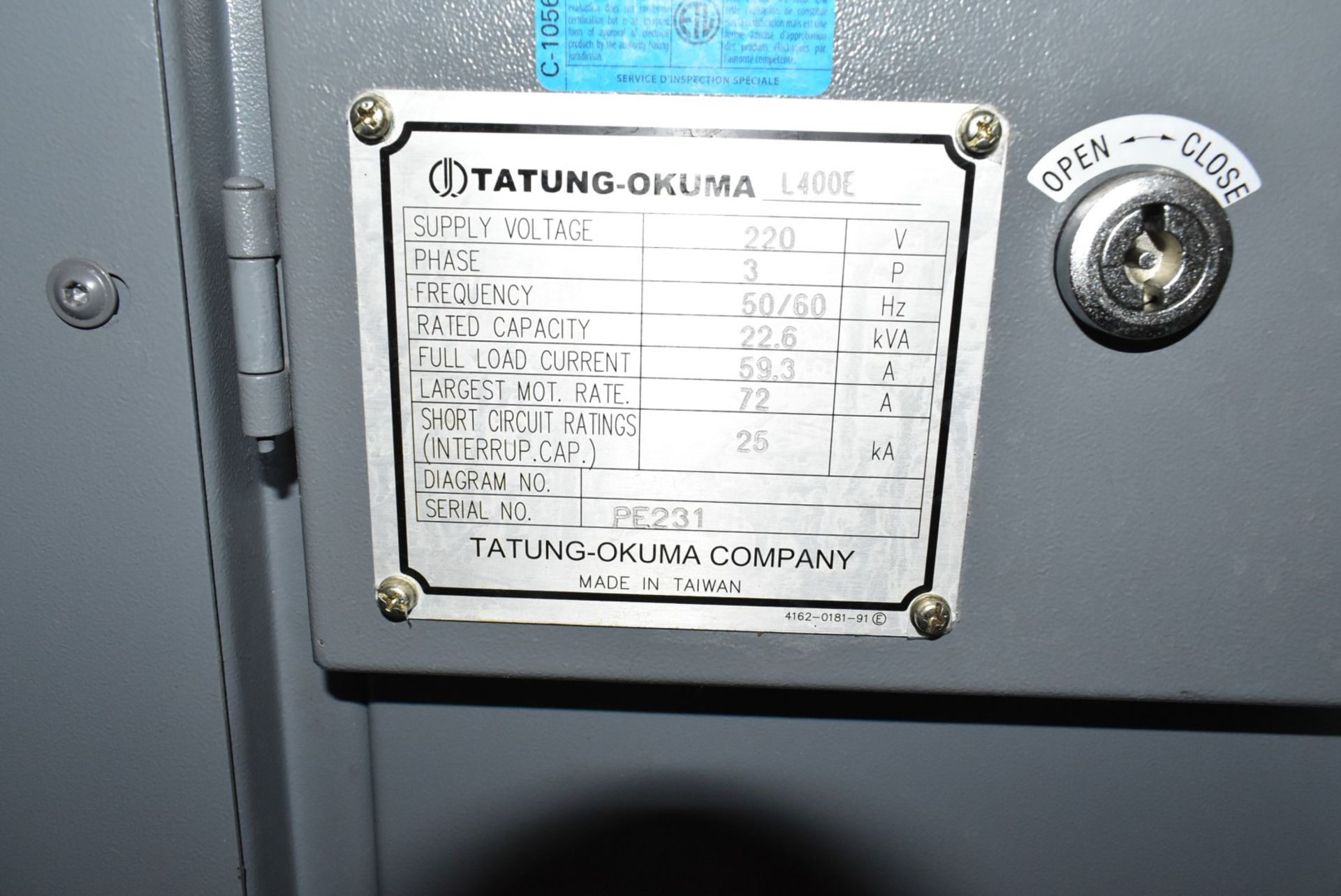 OKUMA (2012) GENOS L440E CNC TURNING CENTER WITH OKUMA 0SP-P200LA-R CNC CONTROL, KITIGAWA B210 10" - Image 9 of 9