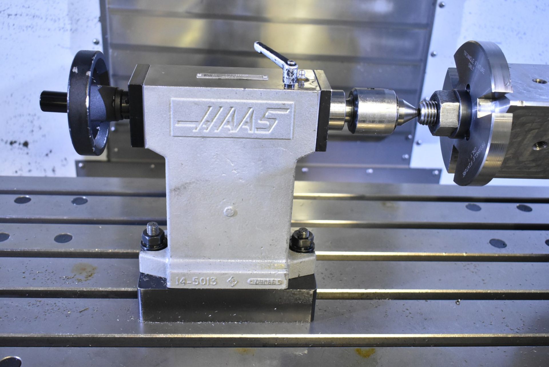 HAAS 4TH AXIS ROTARY INDEXING HEAD WITH 12"/8" 3 JAW HYDRAULIC CHUCK, TAILSTOCK S/N: N/A (CI) [ - Image 3 of 3