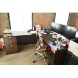 LOT/ DESK WITH CHAIR AND MONITOR (NO PC'S)