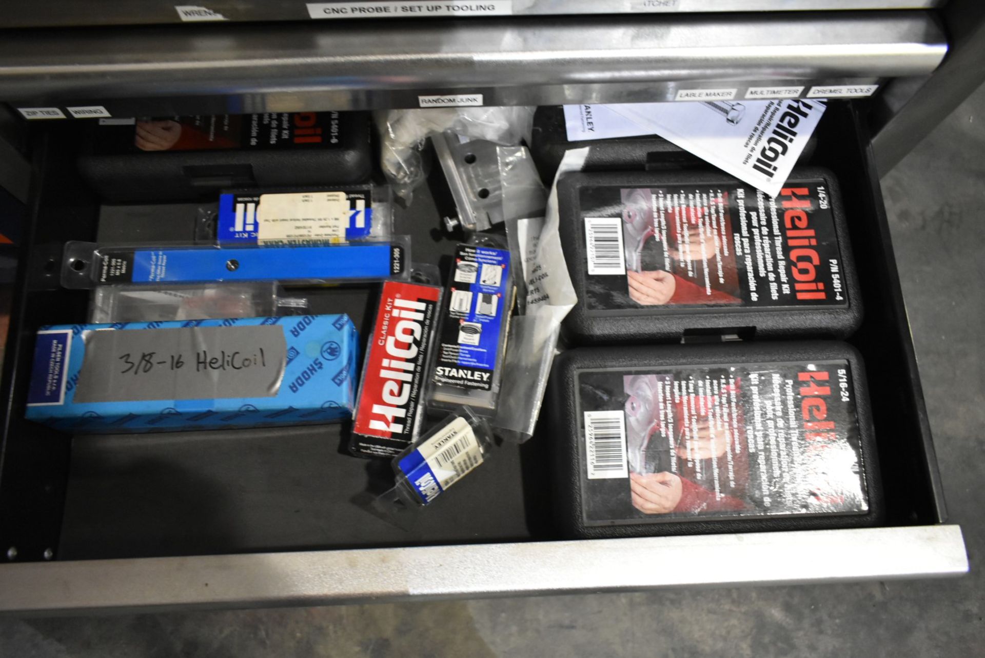 LOT/ TOOLBOX WITH CONTENTS CONSISTING OF HAND TOOLS, ZIP TIES, HELICOILS AND TAP SETS - Image 10 of 12