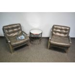 LOT/ (2) LOUNGE CHAIRS WITH TABLE