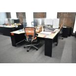 LOT/ 3 DESK WORKSTATION WITH CHAIRS (NO PC'S)