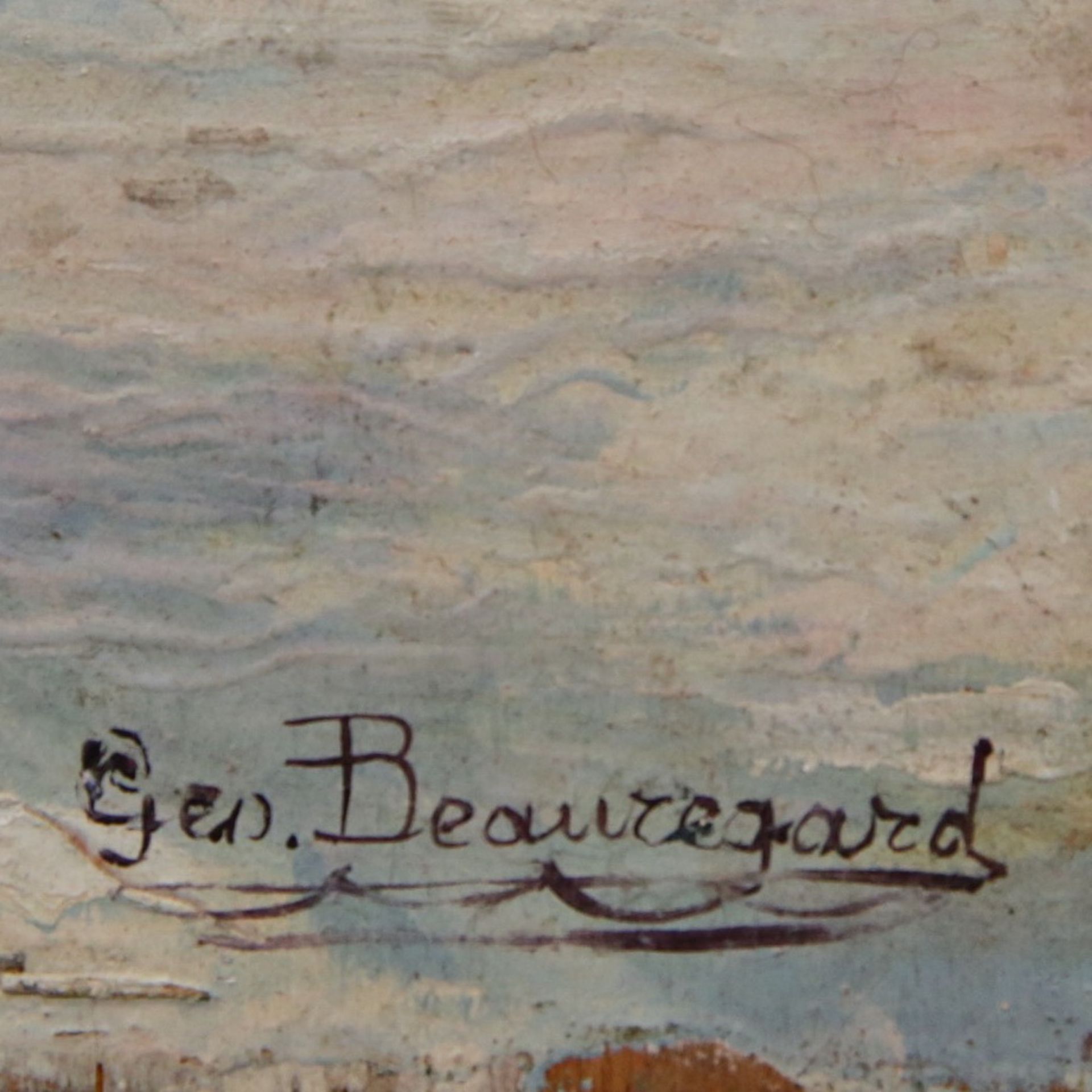 ÒKiosk under the snowÓ signed Beauregard, ÒThe HaystackÓ signed Violanes, oil on double-sided panel. - Bild 7 aus 7